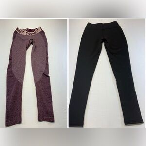 Gymshark Flex LowRise Leggings Dark Ruby Marl/Blush Nude&Black Lined leggings S